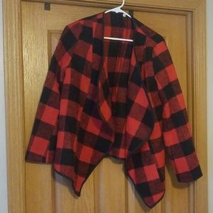 Red and black buffalo plaid blazer
